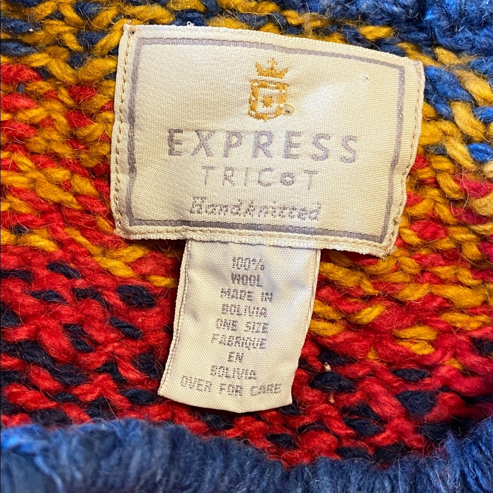 Vintage Express Tricot Cardigan Women One Size Handknit Wool Aztec Incan OS - Picture 7 of 11